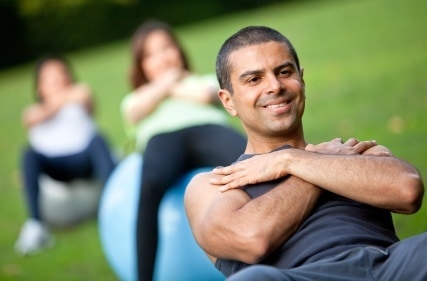 Pilates class outdoors